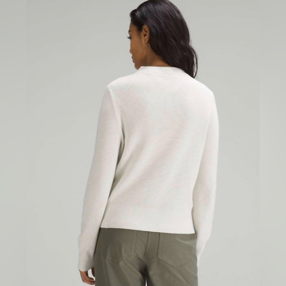Lululemon Boxy Cotton-Blend Sweater Heathered Bone Cream sz est 8-10 - Picture 2 of 9
